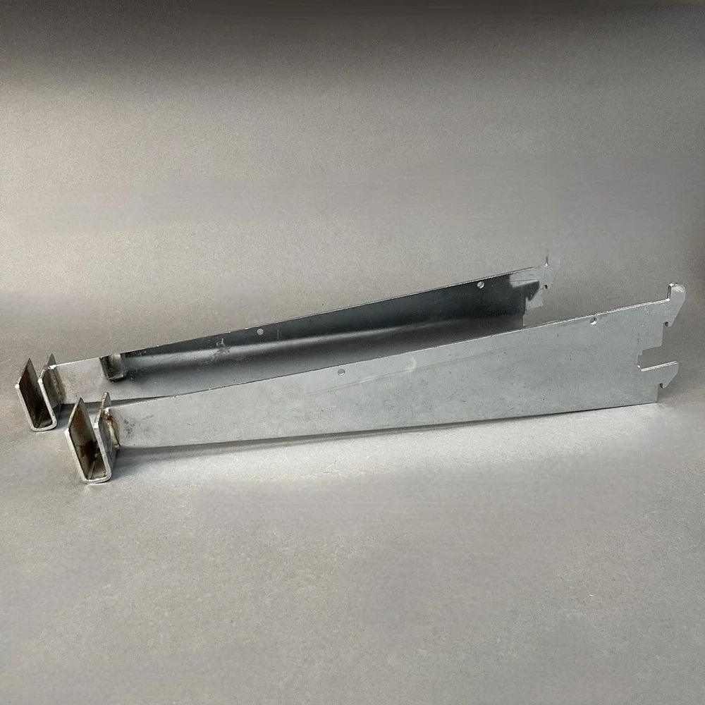 Garcy Chrome Metal Shelf Parts Holders Commercial for Slotted Standard Lot of 2